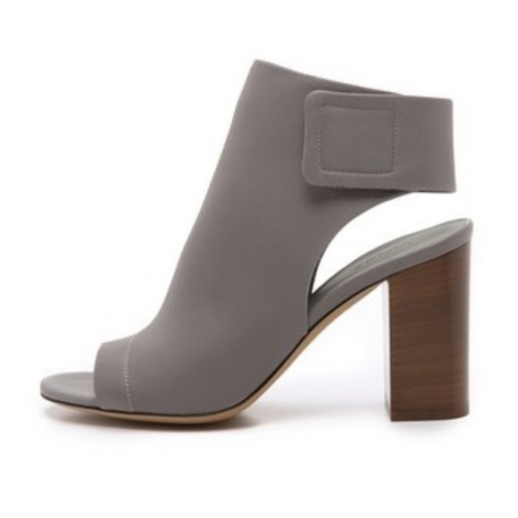 VINCE Faye Open Peep Toe Leather Bootie High Chunky Block Heel Sandal Wrap Boots - Picture 3 of 13